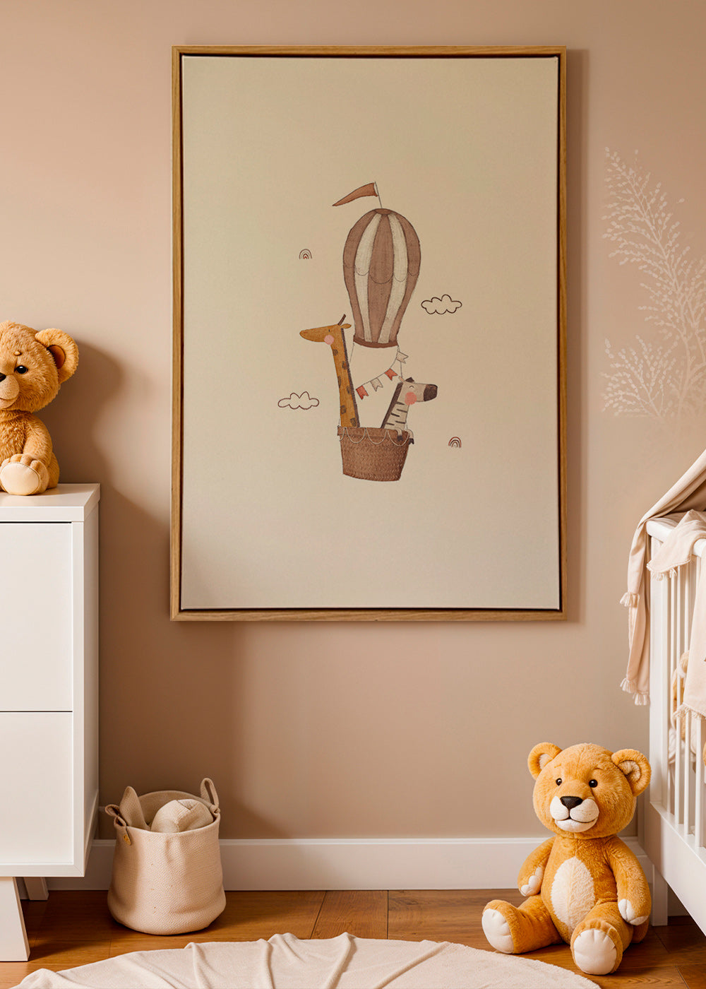 Lâmina infantil: girafa e elefante no balão