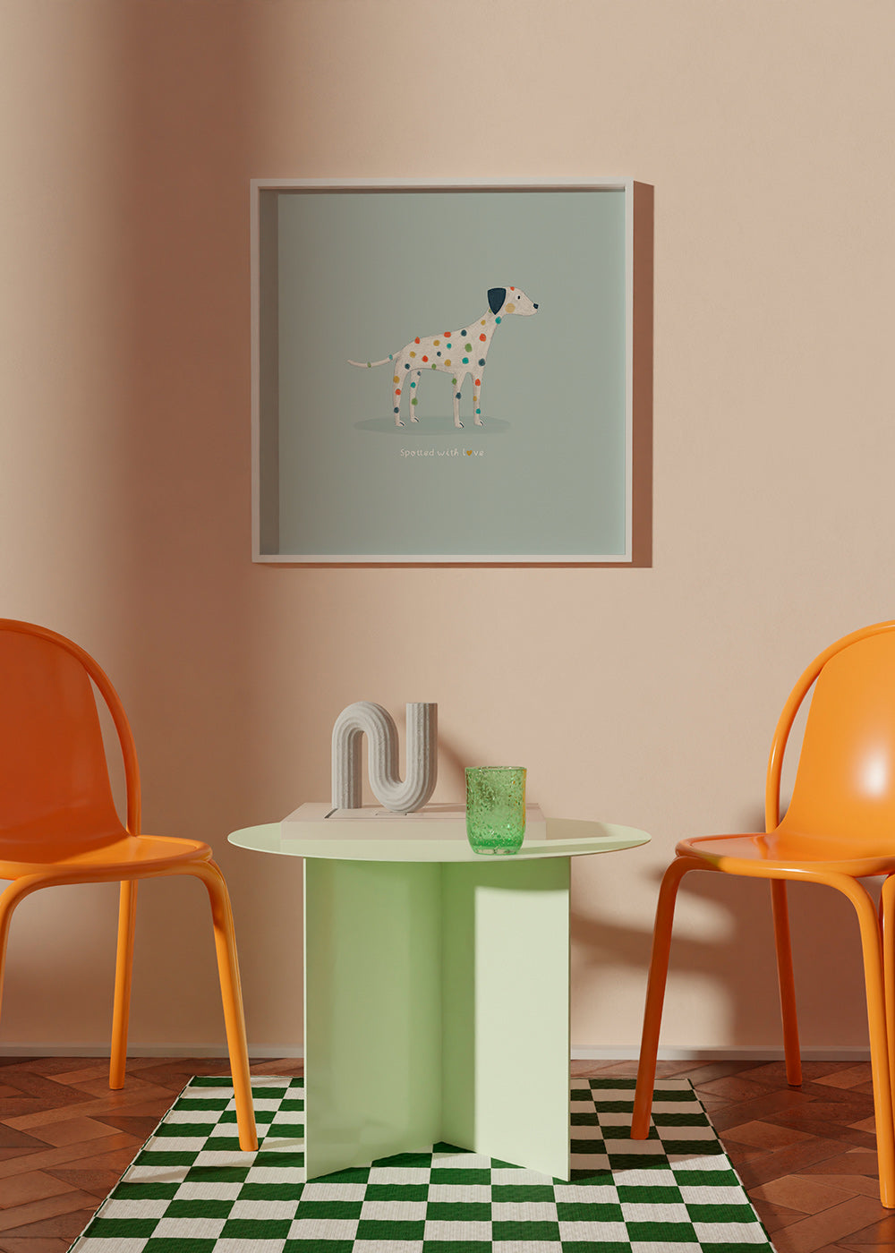 Ilustração dálmata com manchas coloridas
