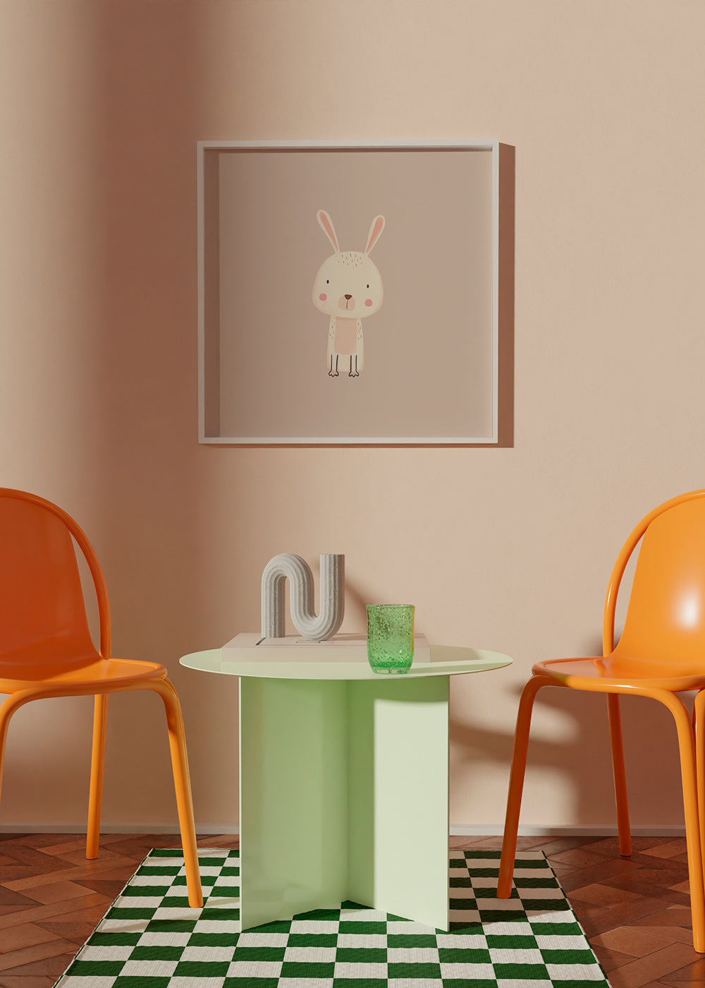 Lâmina infantil coelho minimal fundo bege