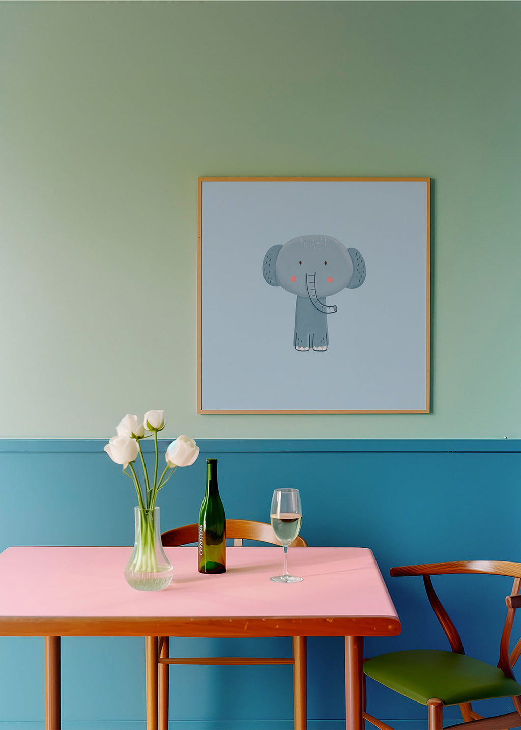 Estampa infantil elefante azul