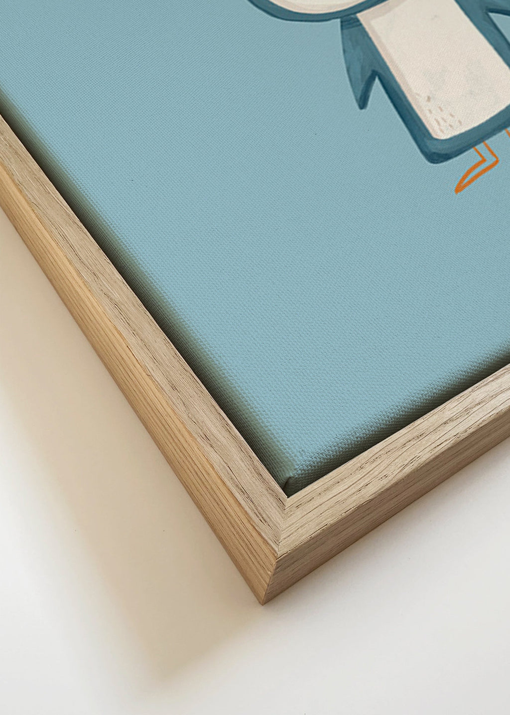 Quadro pinguim ilustrado em fundo azul