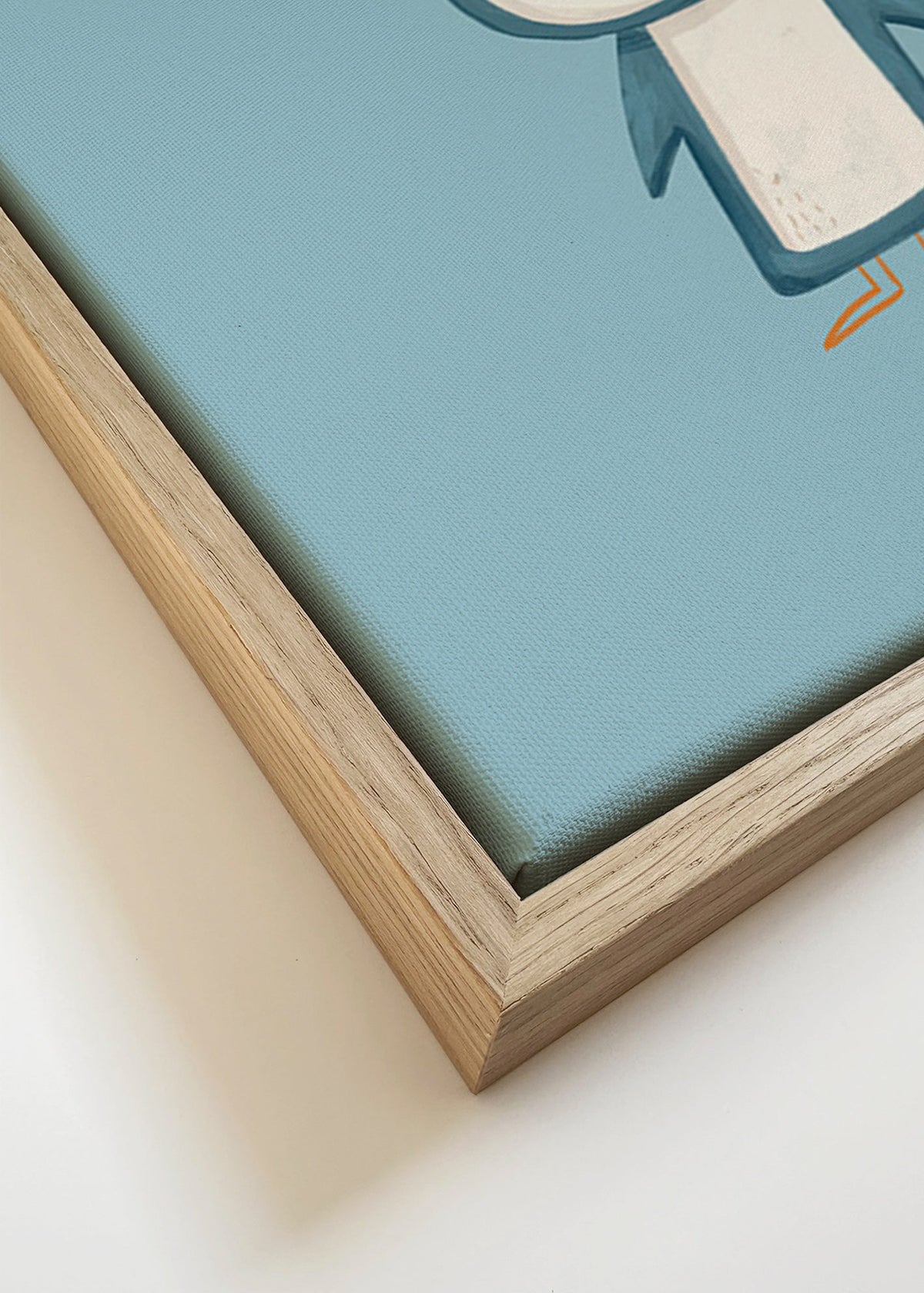 Quadro pinguim ilustrado em fundo azul