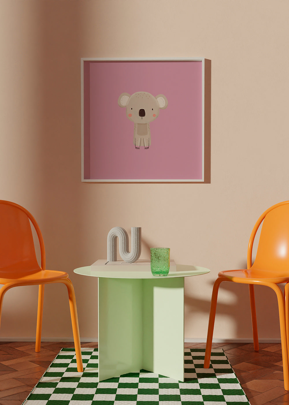 Lâmina infantil: coala rosa minimal