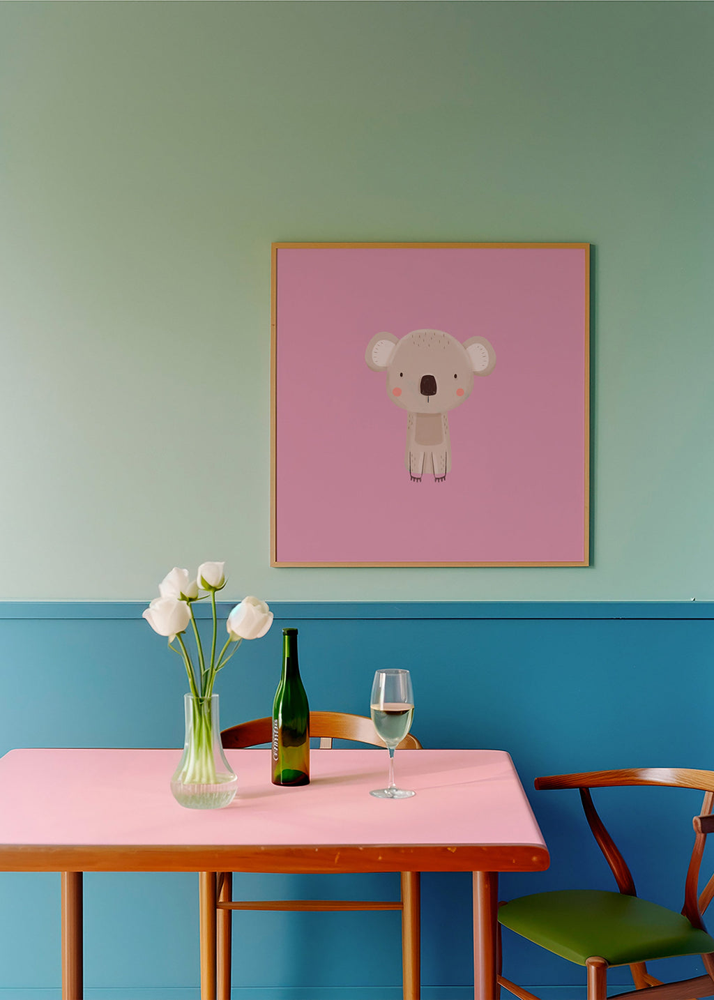 Lâmina infantil: coala rosa minimal