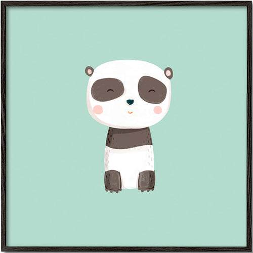Lamina infantil de panda sorridente em fundo menta