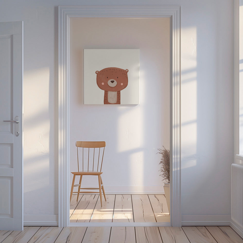 Lâmina infantil urso doce sobre fundo creme