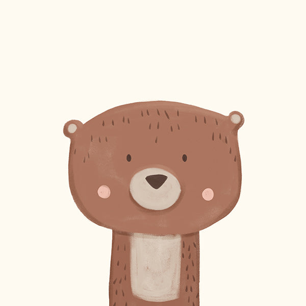 Lâmina infantil urso doce sobre fundo creme