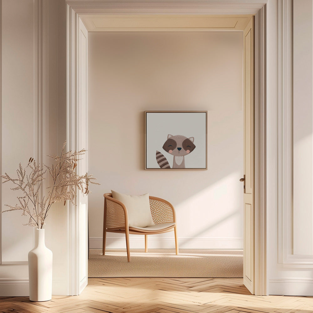 Lâmina infantil mapache sorridente