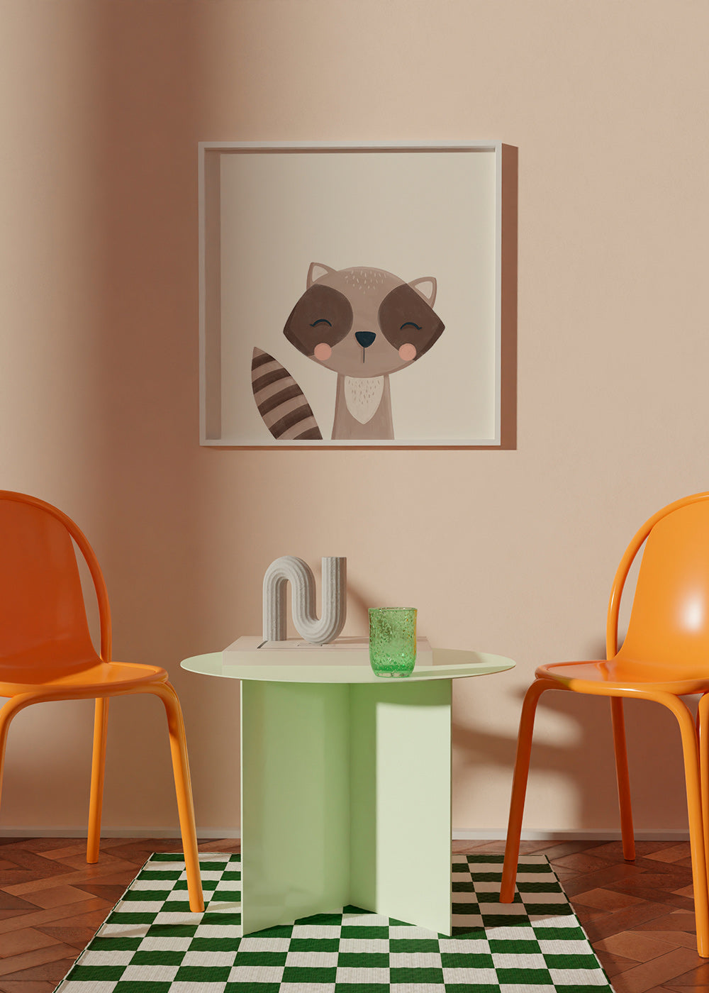 Lâmina infantil mapache sorridente