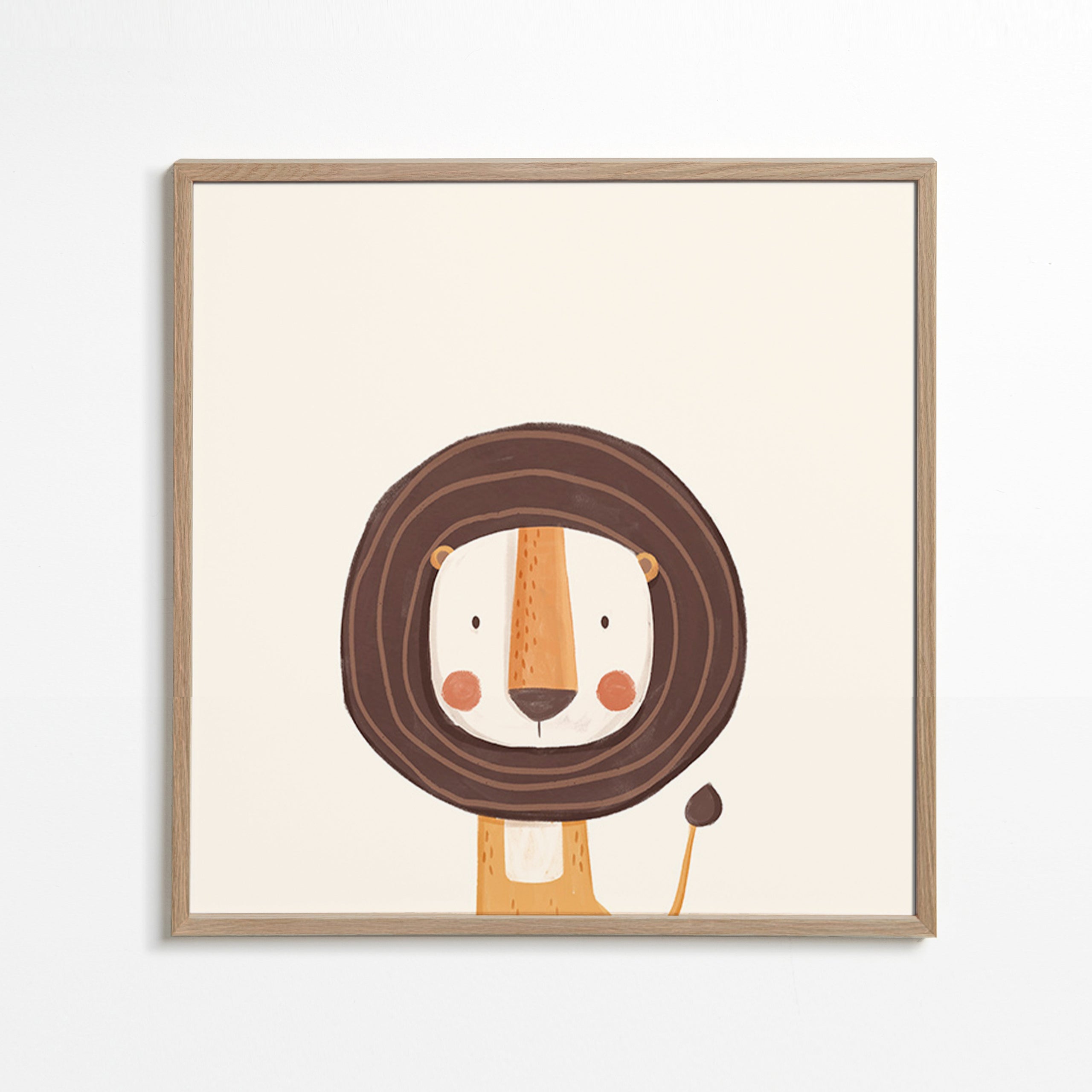 Lâmina infantil com leão sorridente e estilo minimalista