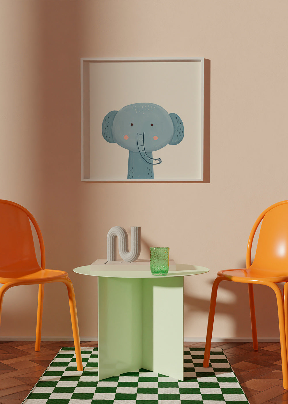 Lámina infantil elefante azul fofinho