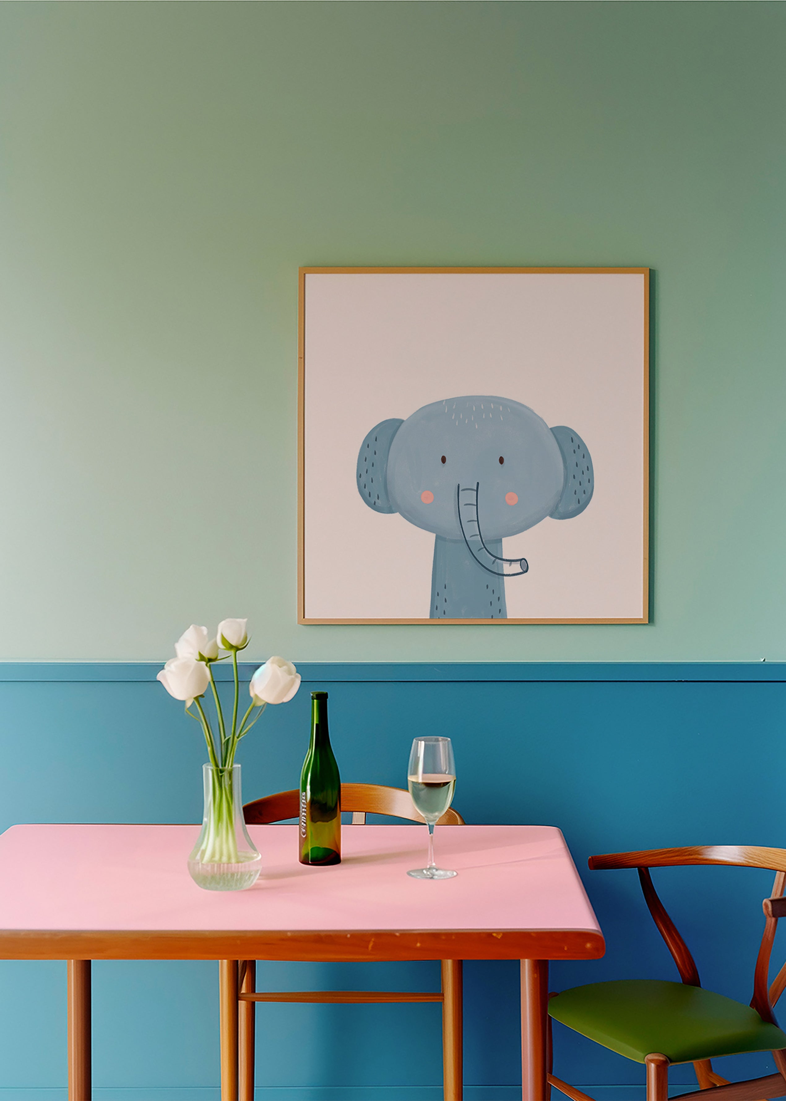 Lámina infantil elefante azul fofinho