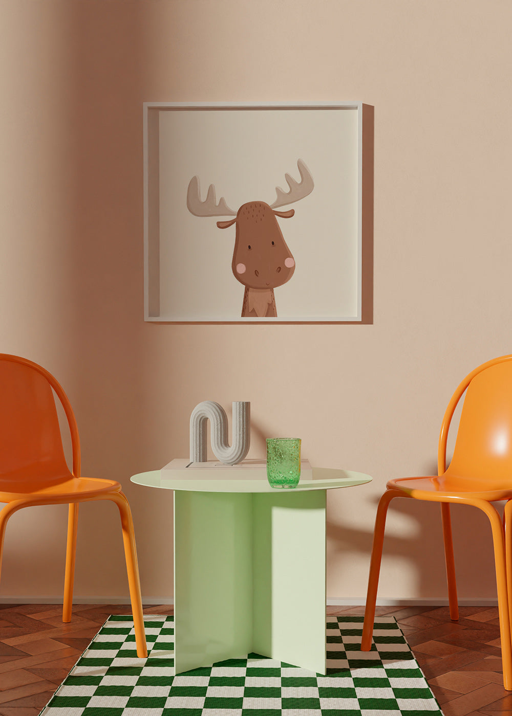 Ilustração de alce infantil em fundo suave