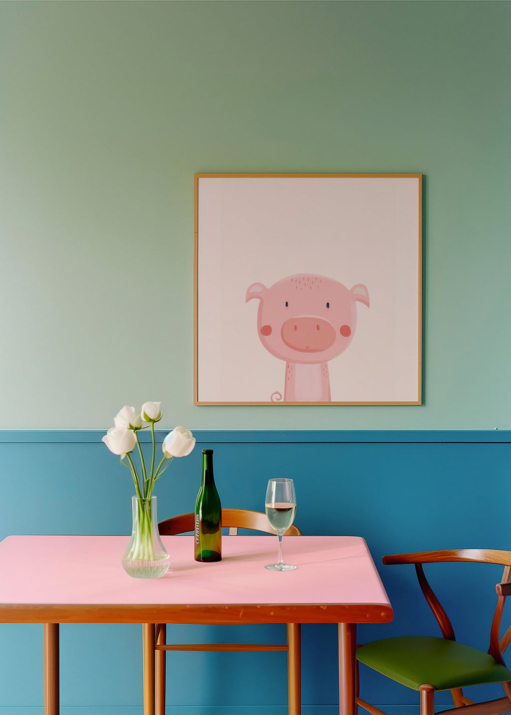 Estampa infantil porquinho rosa fofo