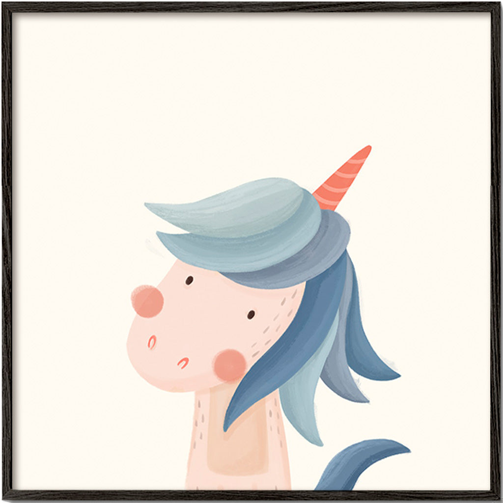 Lámina infantil unicórnio azul fofo