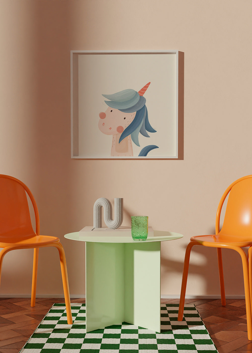 Lámina infantil unicórnio azul fofo