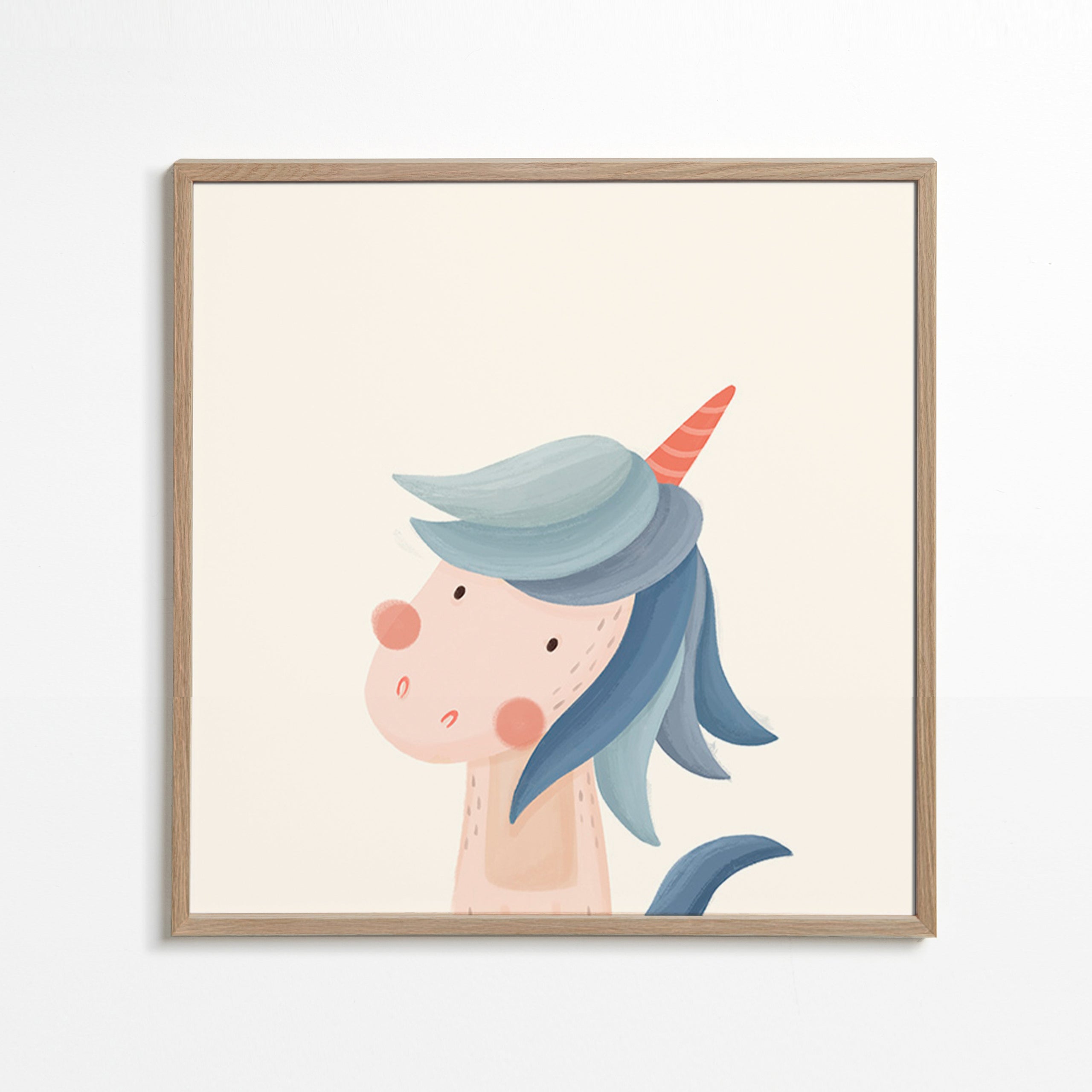 Lámina infantil unicórnio azul fofo