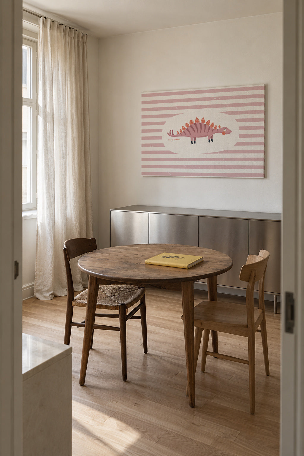 Dino Stegosaurus - Unframed canvas in an interior