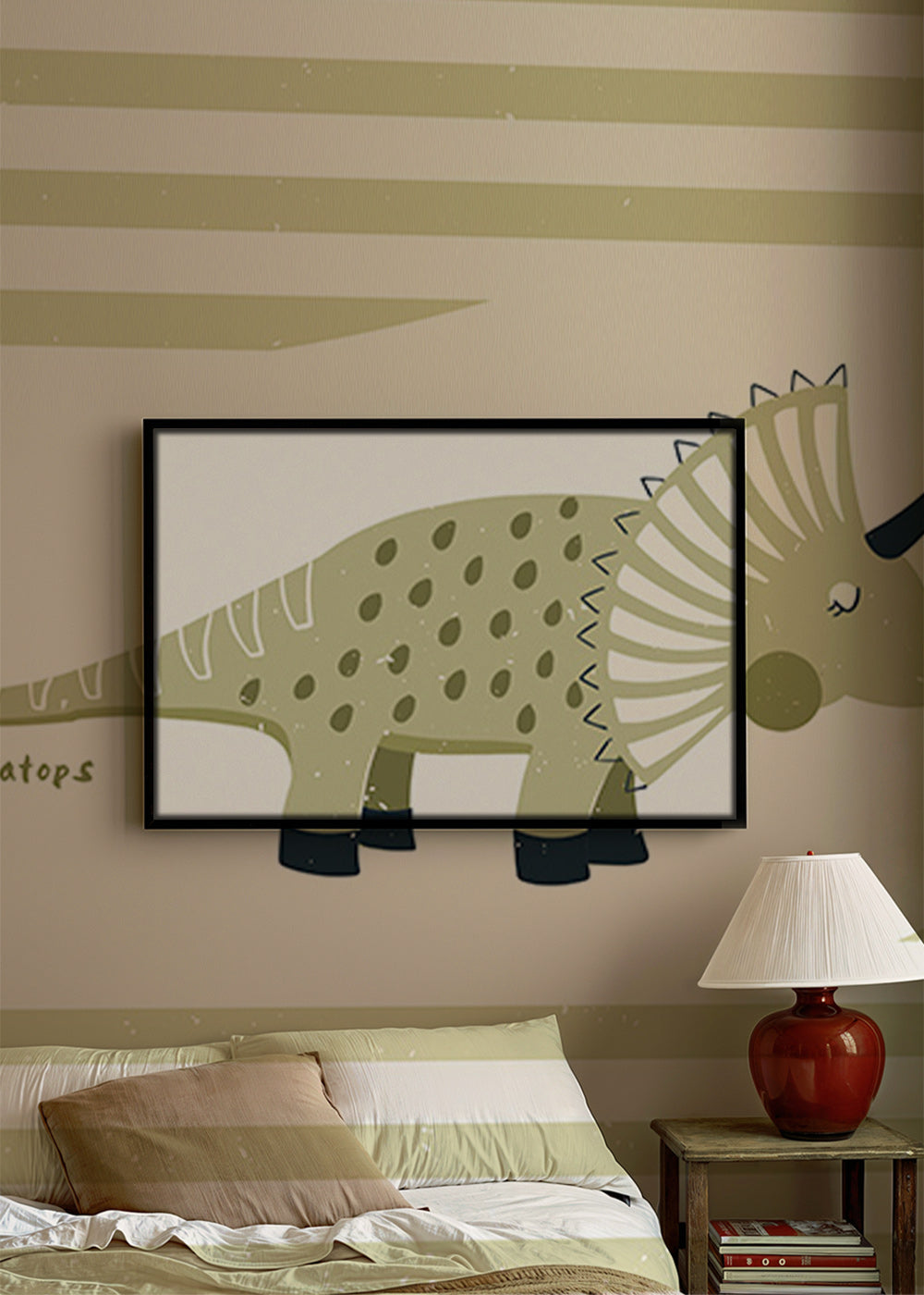 Lâmina infantil Triceratops verde