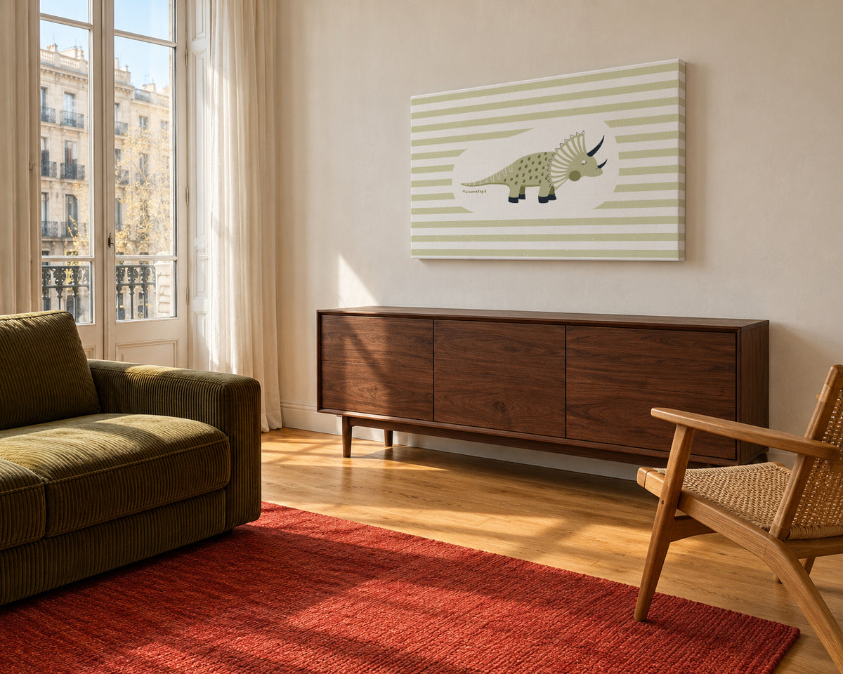 Dino Triceratops - Unframed canvas in an interior