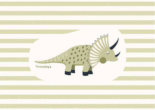 Lâmina infantil Triceratops verde