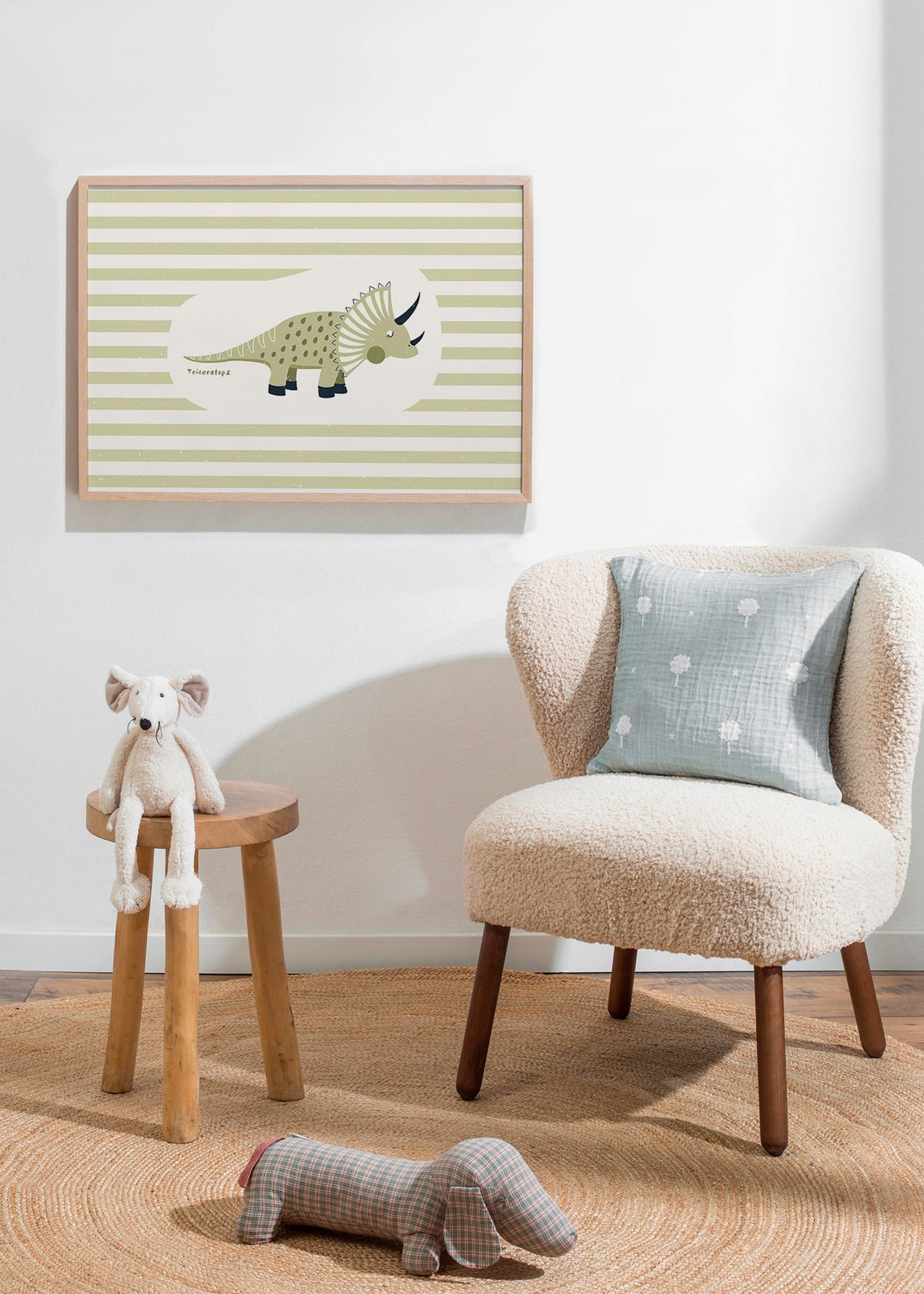 Lâmina infantil Triceratops verde