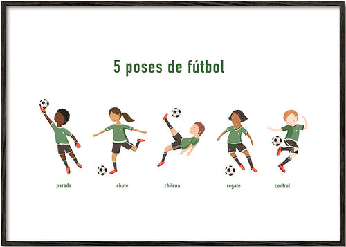 Arte desportivo com 5 poses de futebol