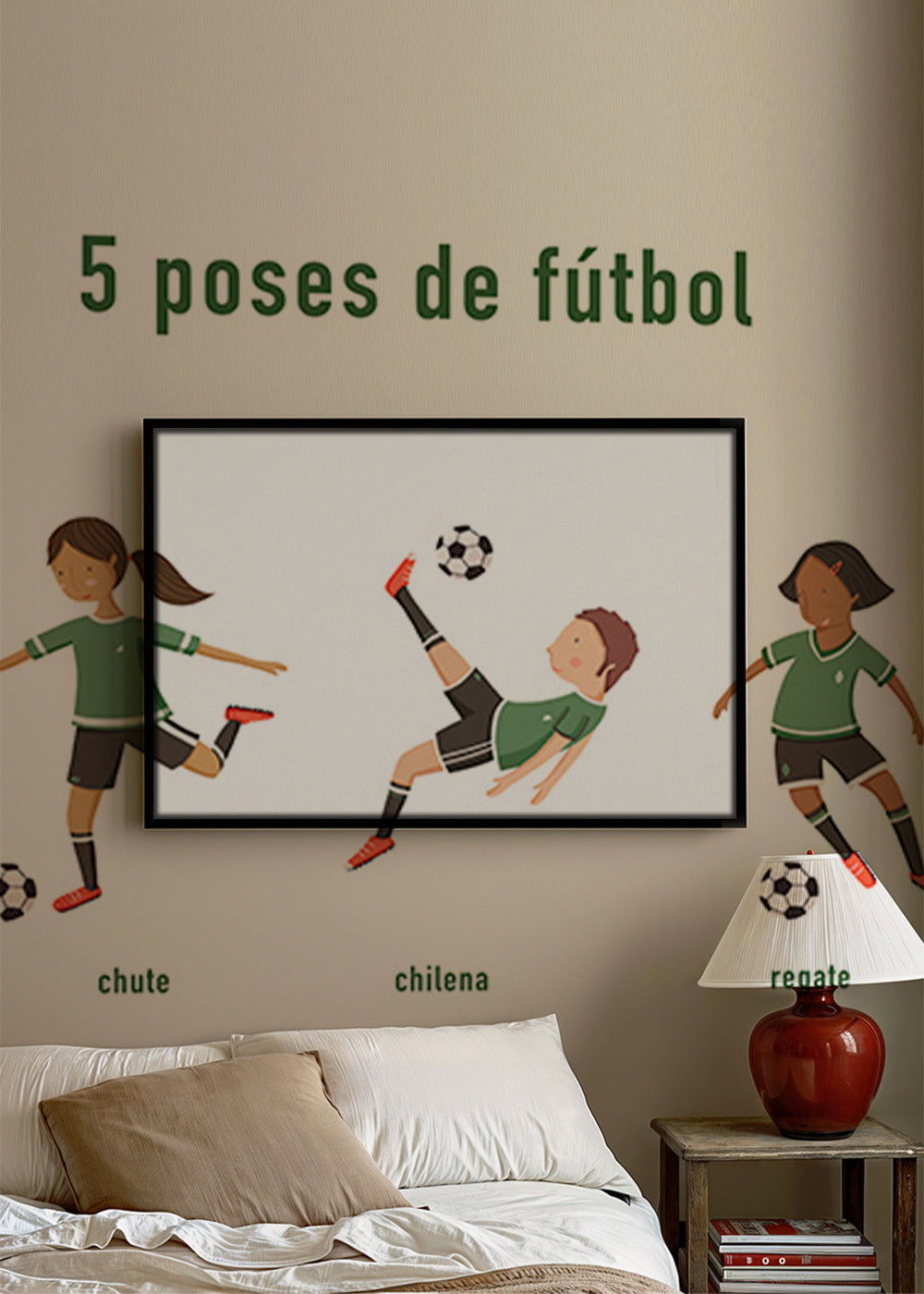 Arte desportivo com 5 poses de futebol