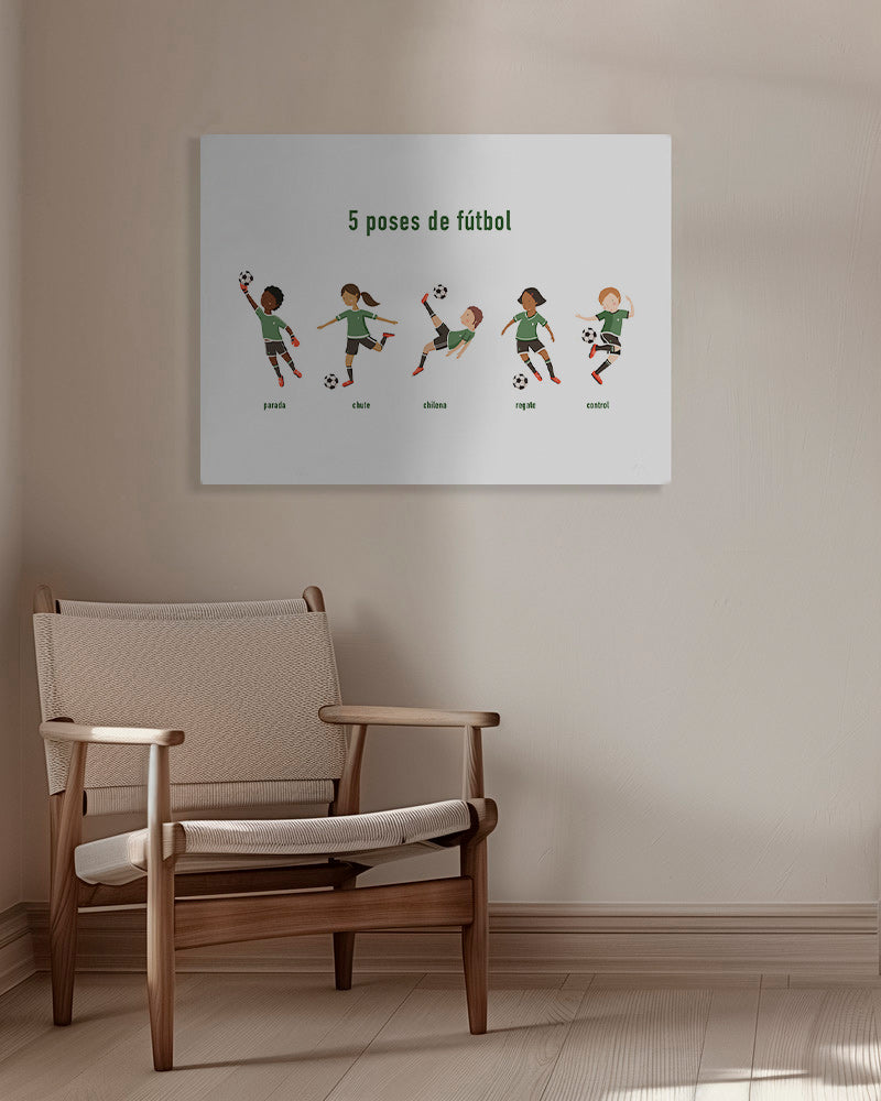 Arte desportivo com 5 poses de futebol