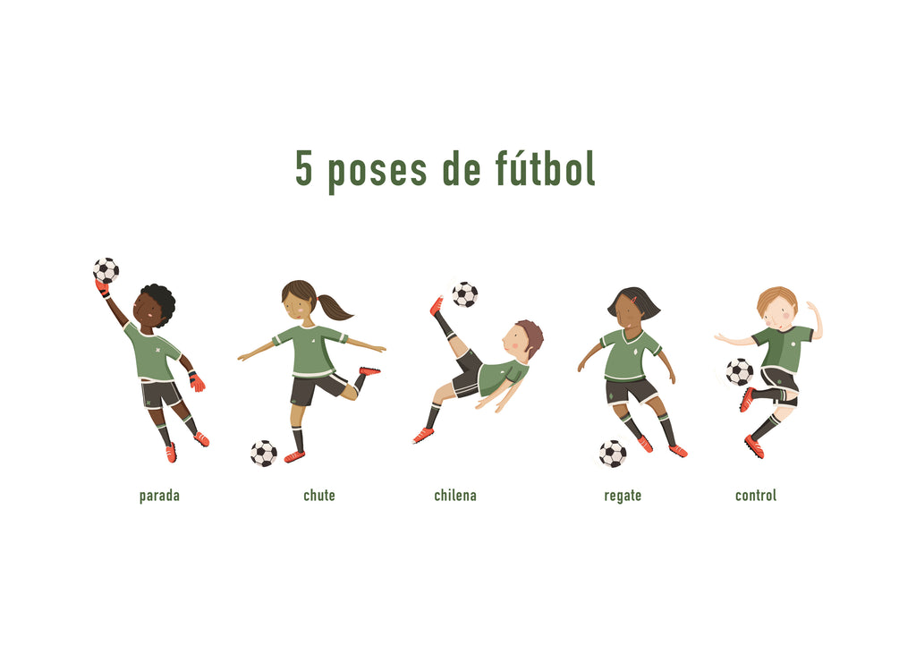 5 poses de fútbol - Unframed art print