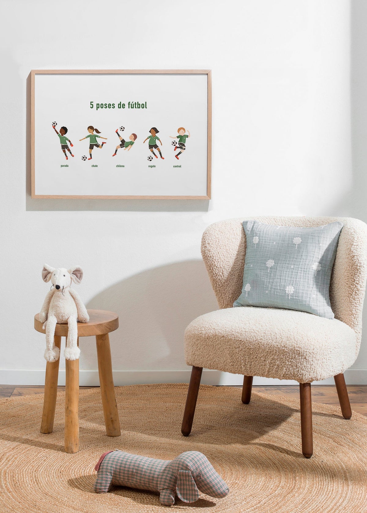 Arte desportivo com 5 poses de futebol