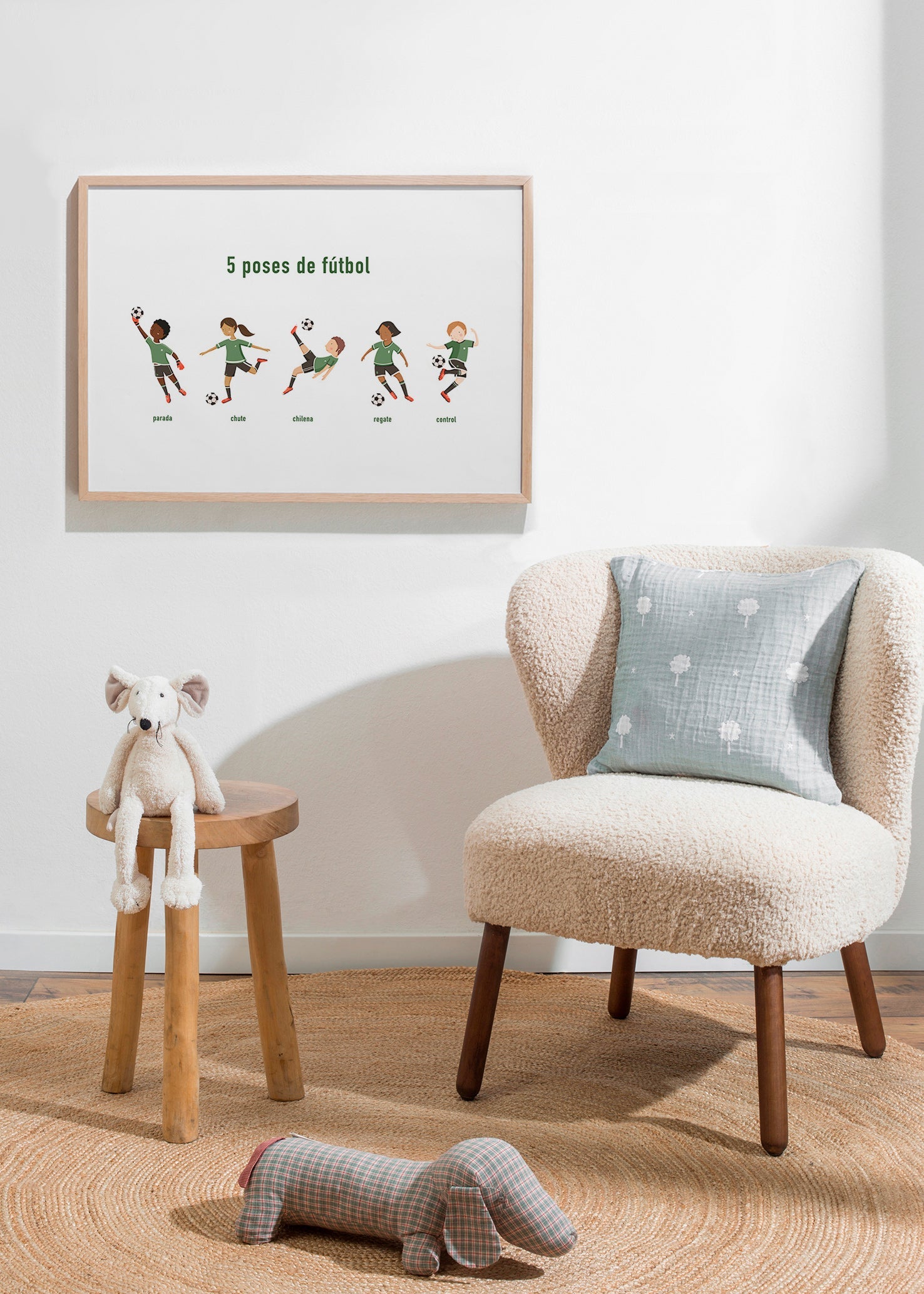 Arte desportivo com 5 poses de futebol