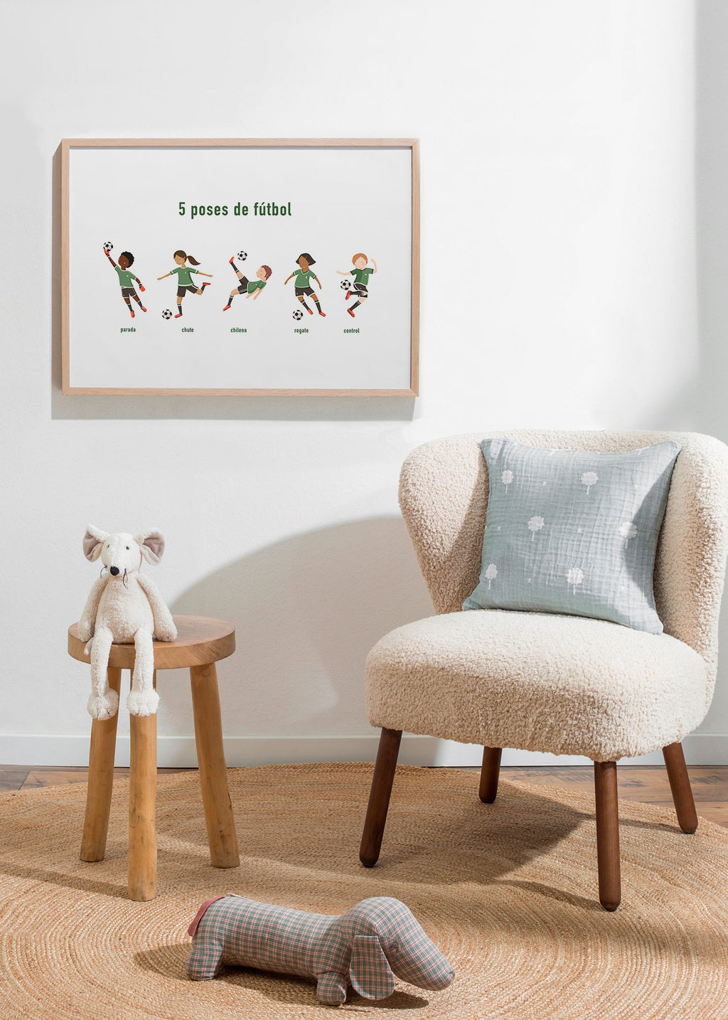 Arte desportivo com 5 poses de futebol