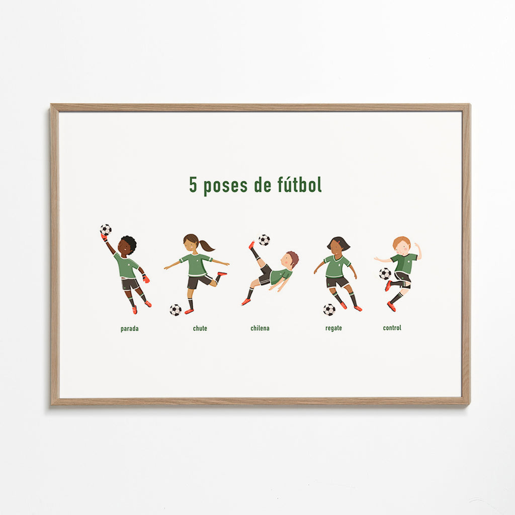 Arte desportivo com 5 poses de futebol