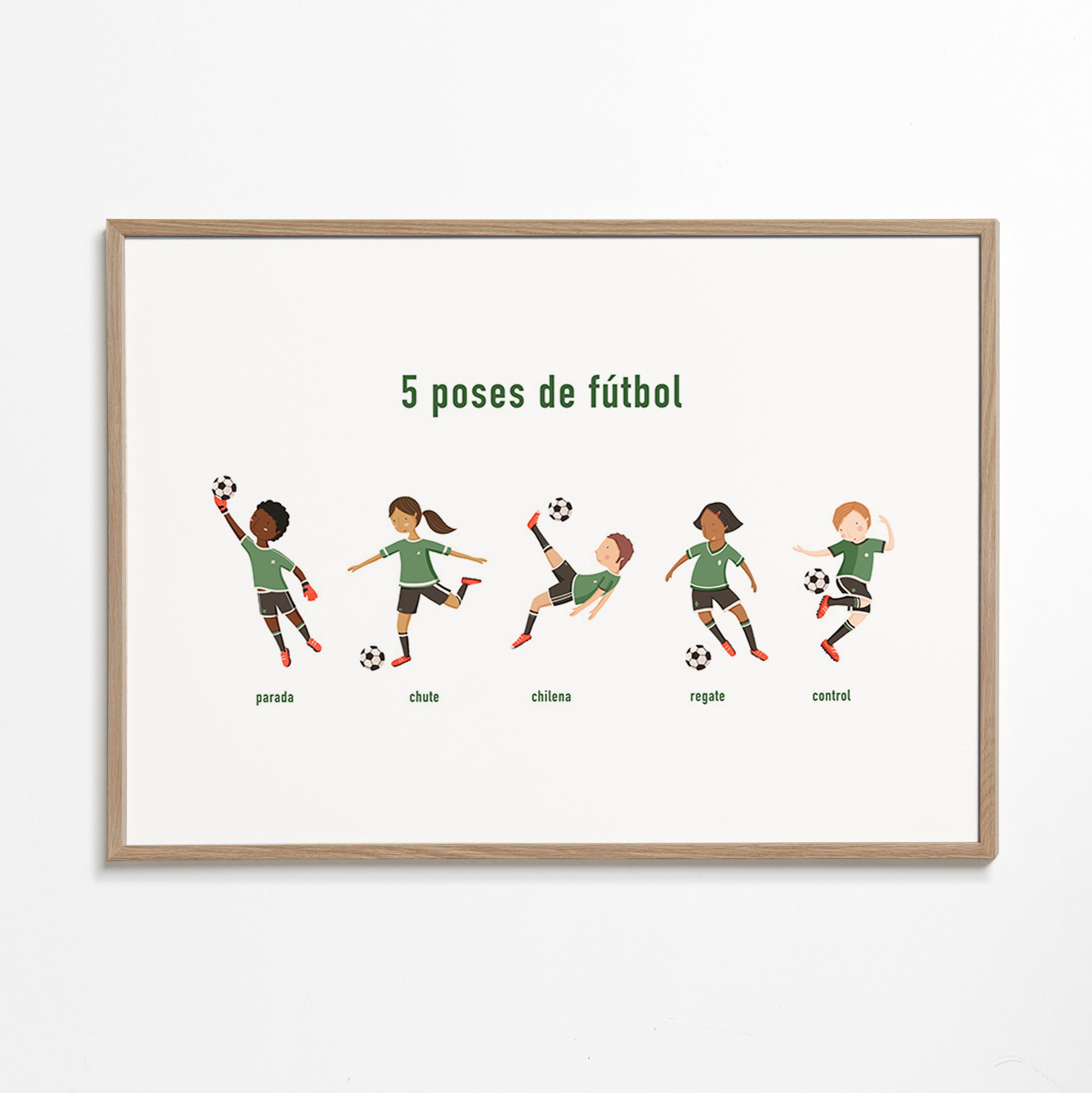 Arte desportivo com 5 poses de futebol