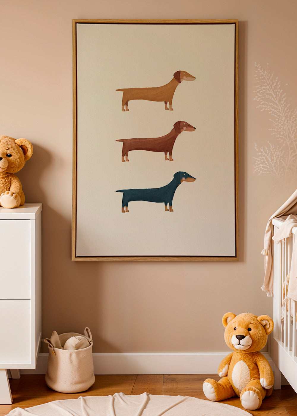 Quadro de dachshunds minimalista