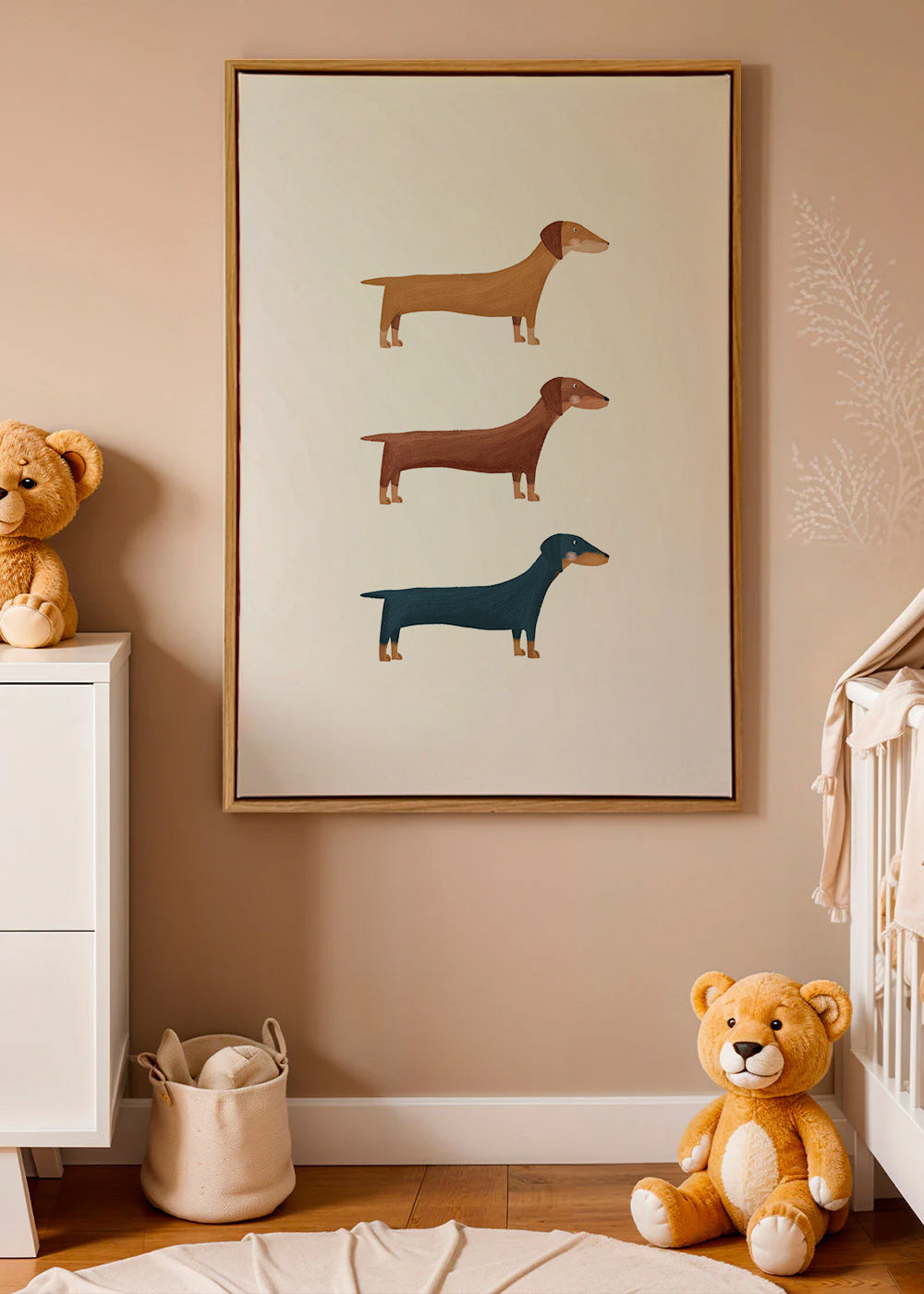Quadro de dachshunds minimalista