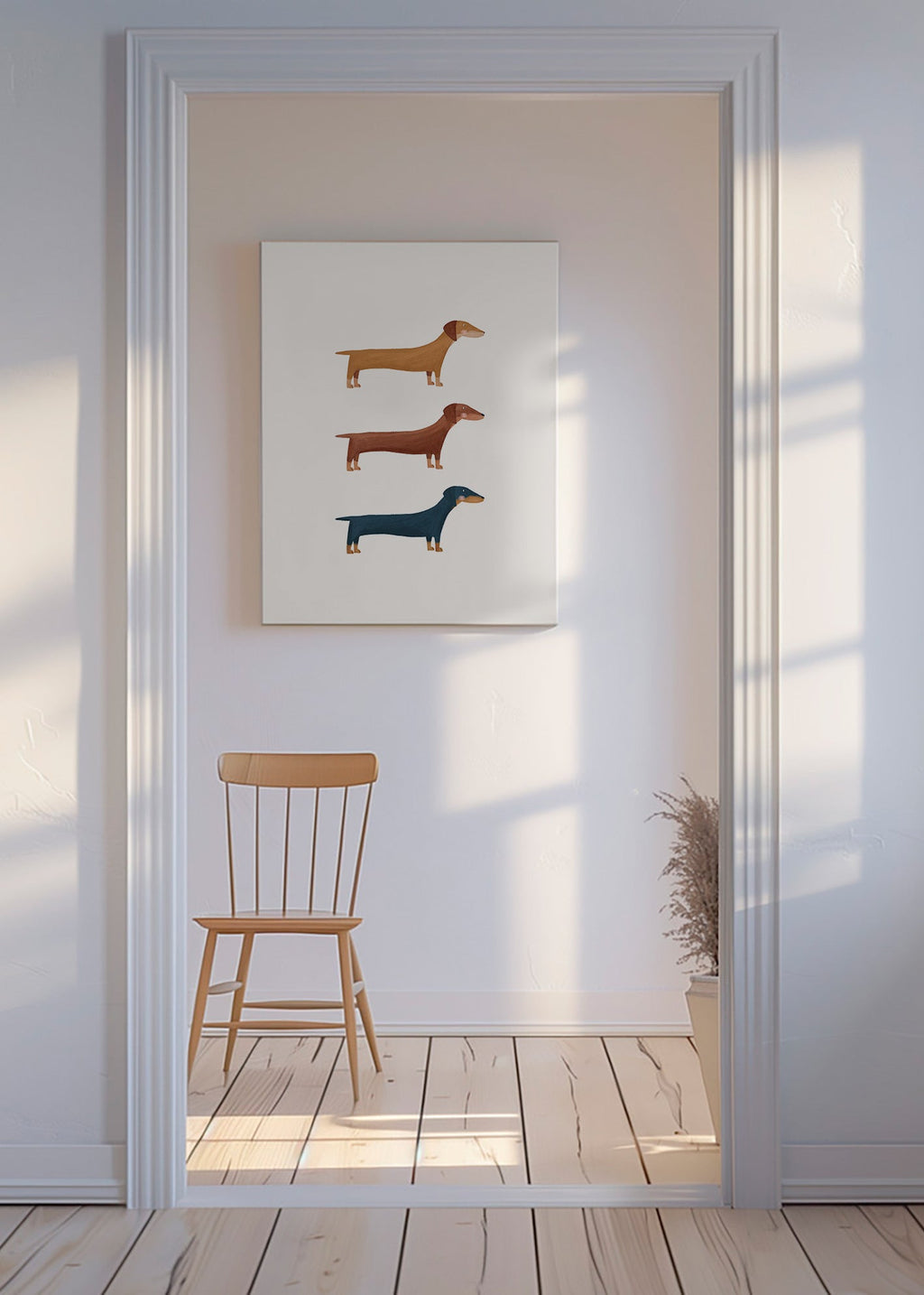 Quadro de dachshunds minimalista