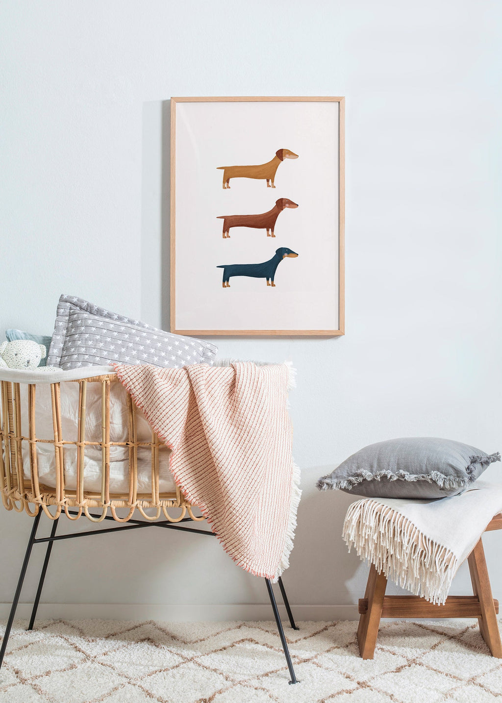 Quadro de dachshunds minimalista