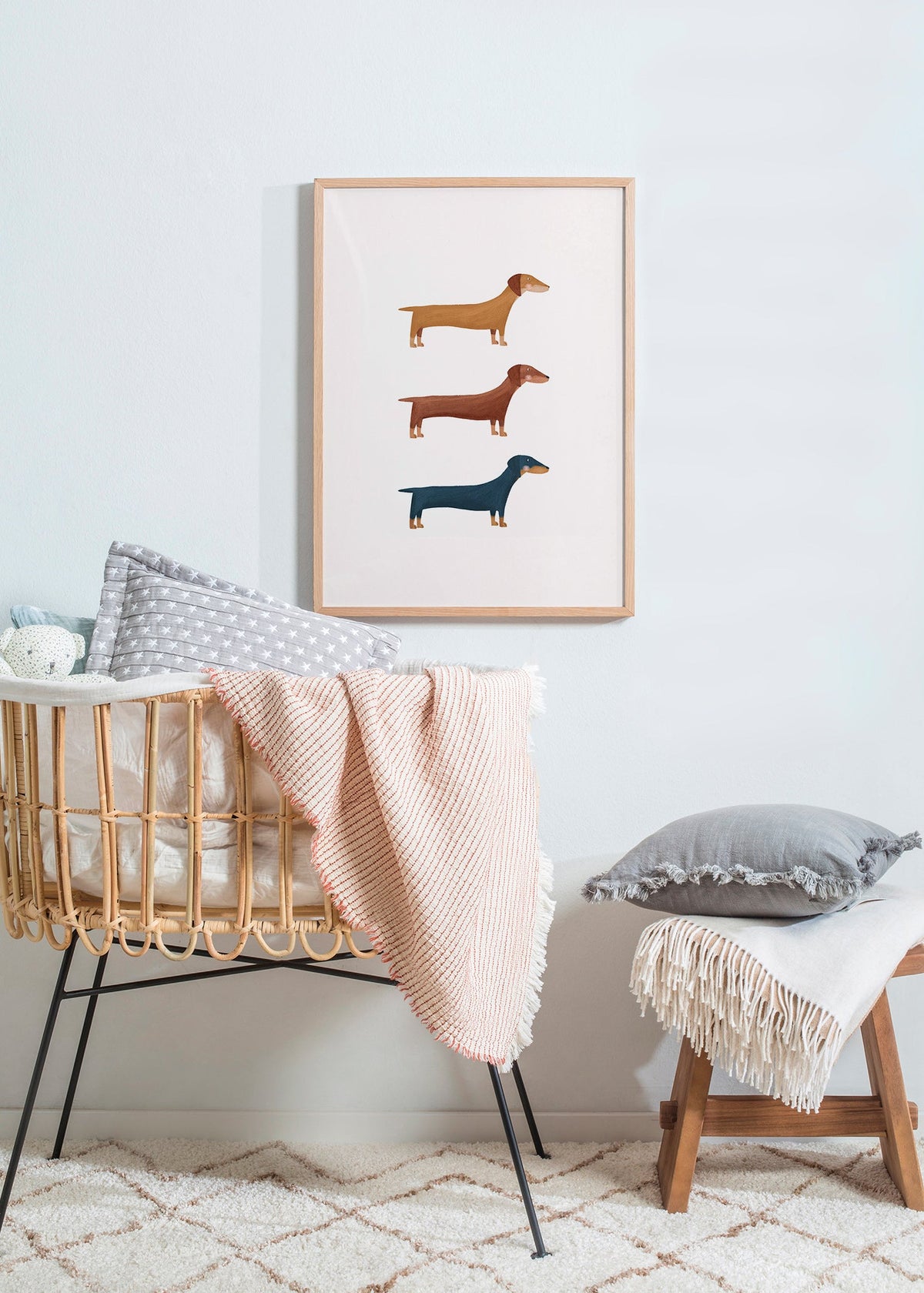 Quadro de dachshunds minimalista