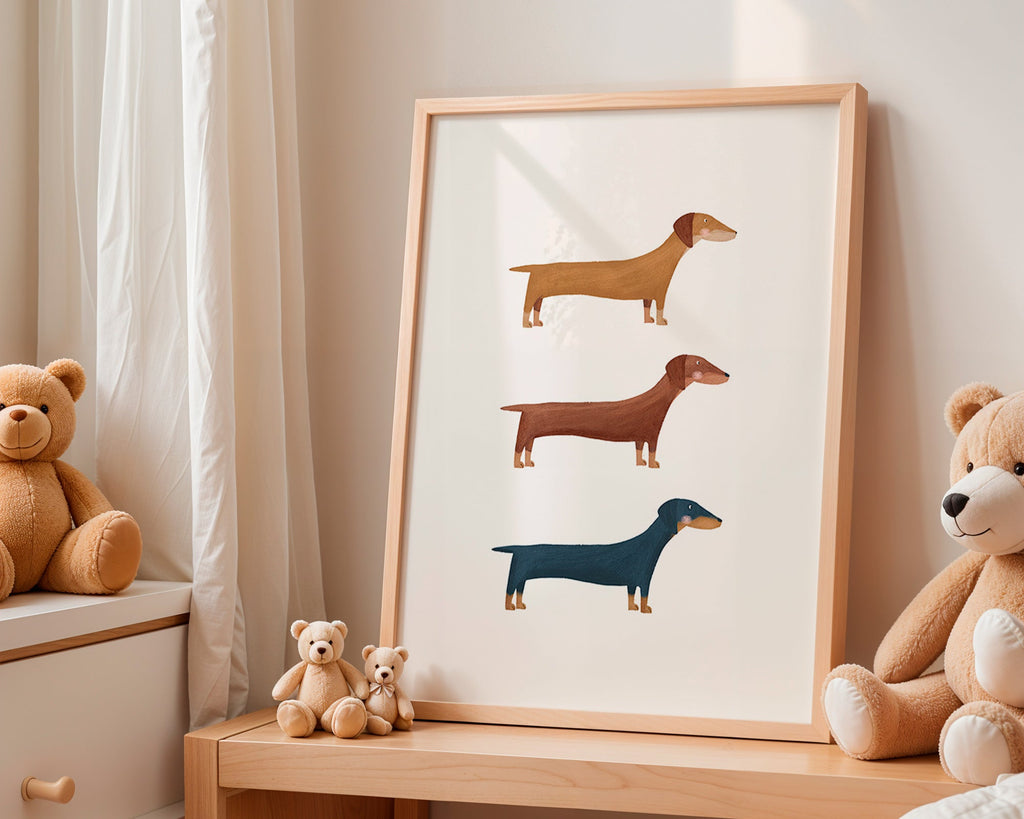 Quadro de dachshunds minimalista