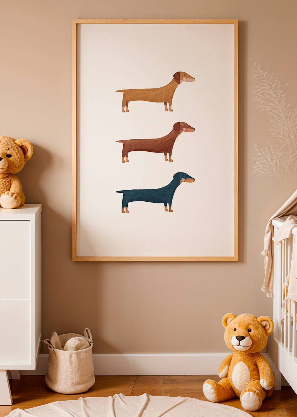 Quadro de dachshunds minimalista