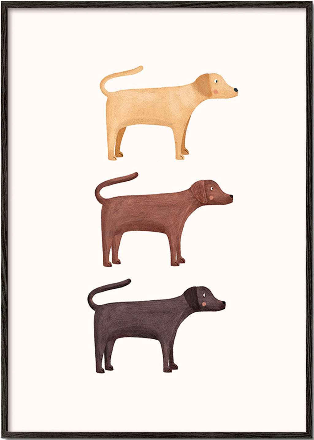 Quadro três labradores minimalista