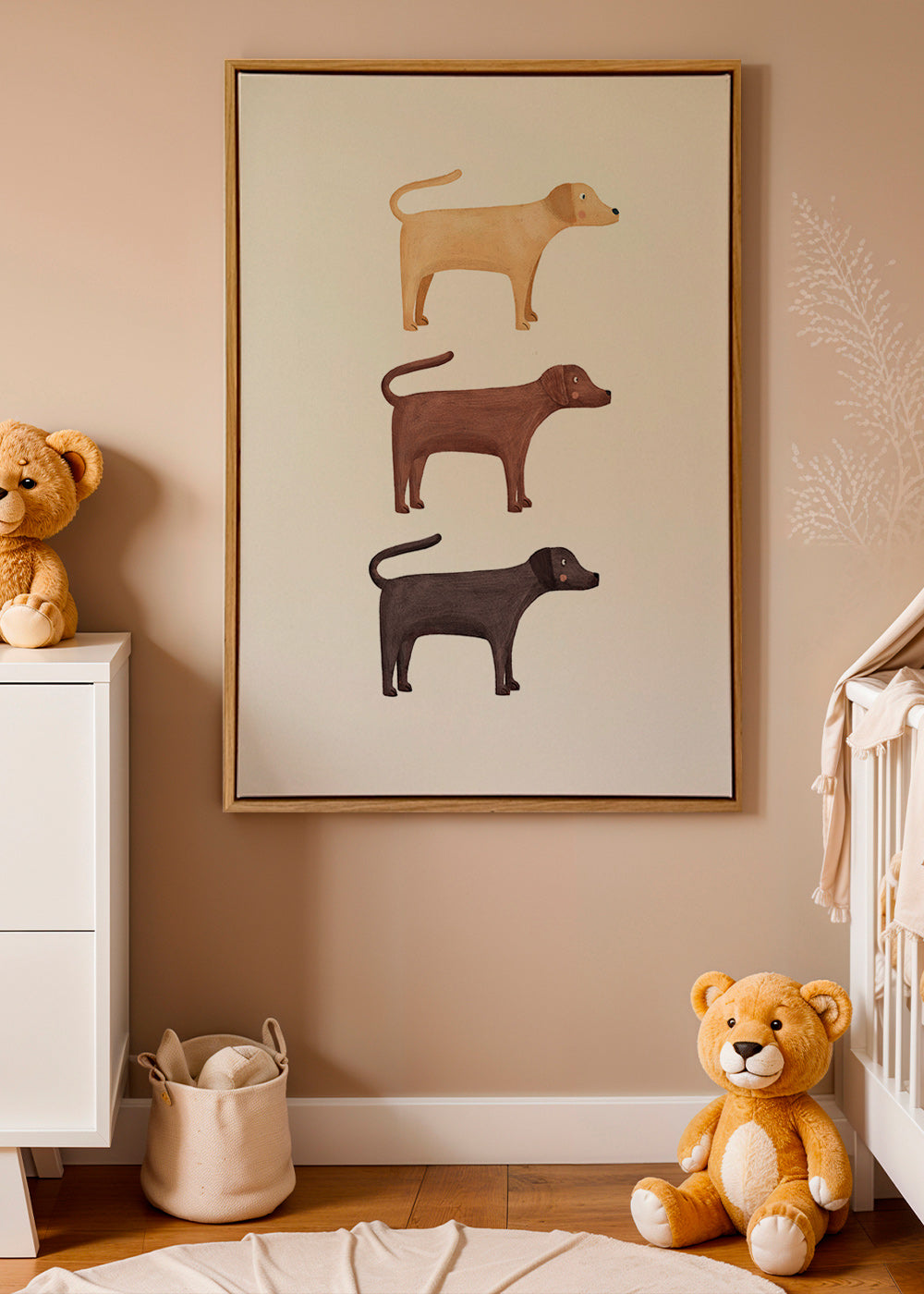 Quadro três labradores minimalista