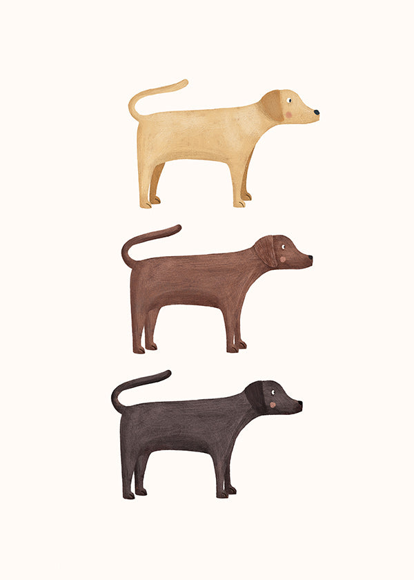 Quadro três labradores minimalista