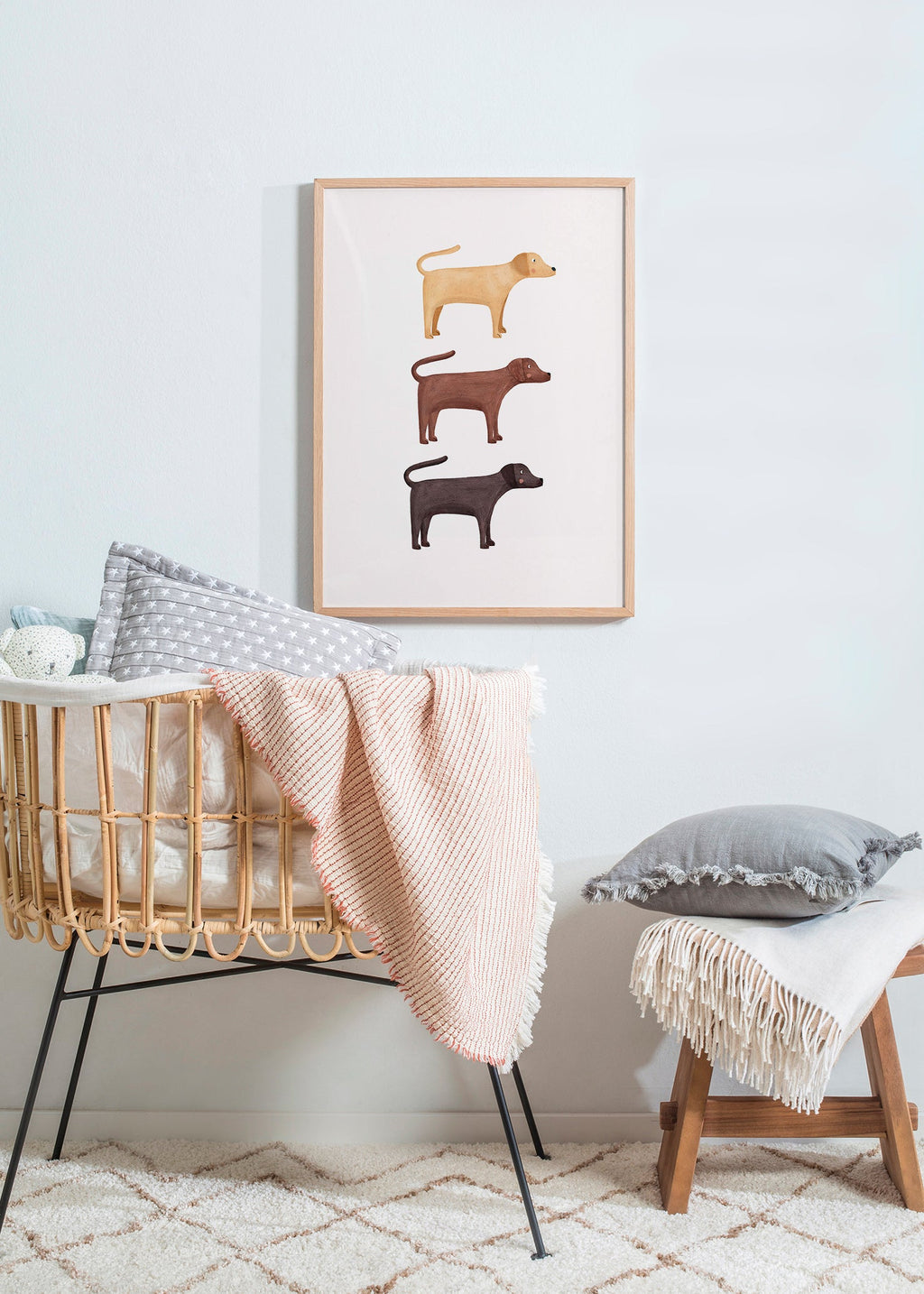 Quadro três labradores minimalista