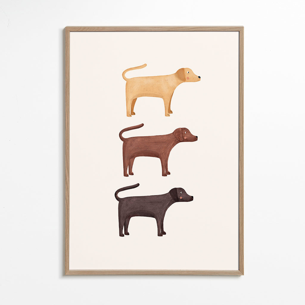 Quadro três labradores minimalista