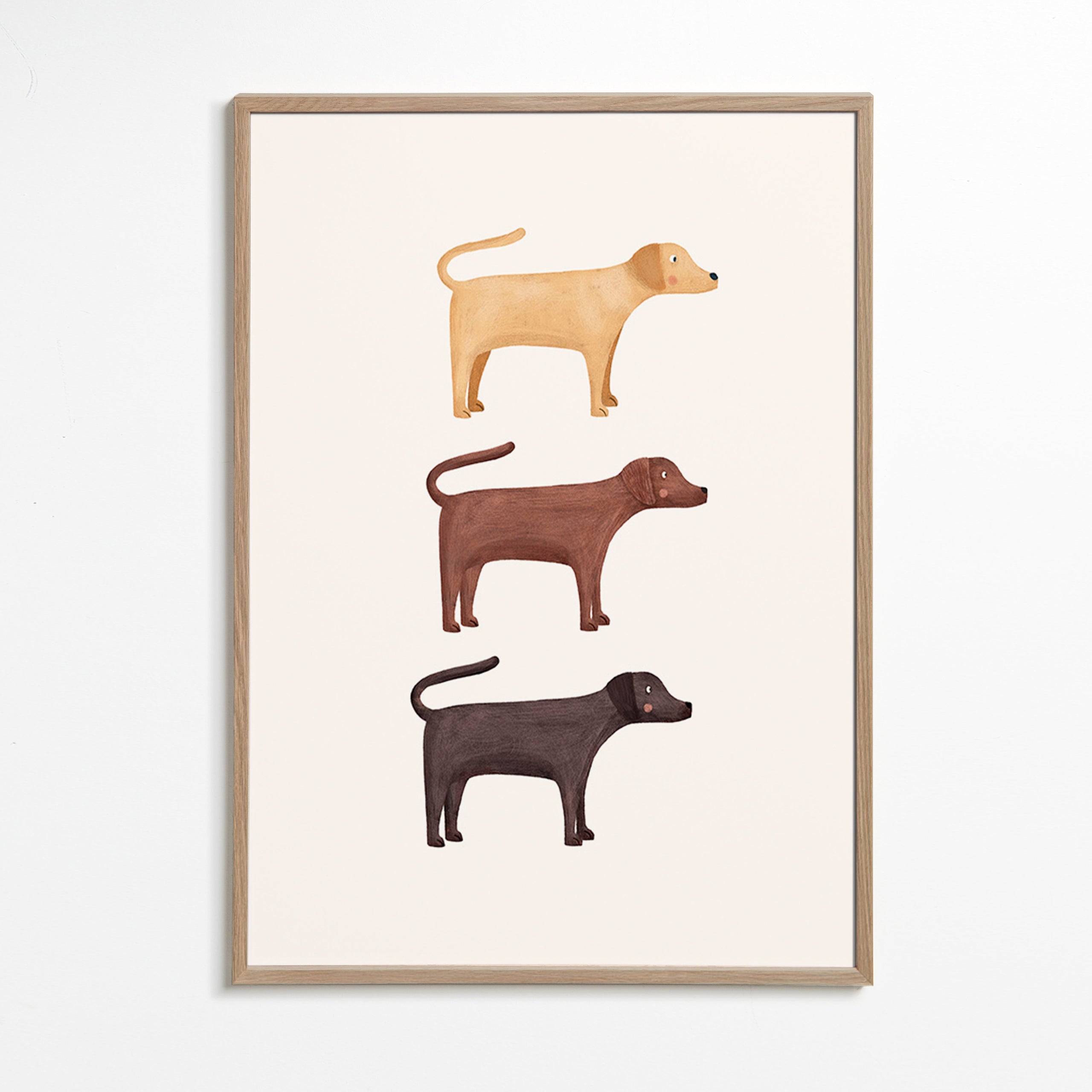 Quadro três labradores minimalista