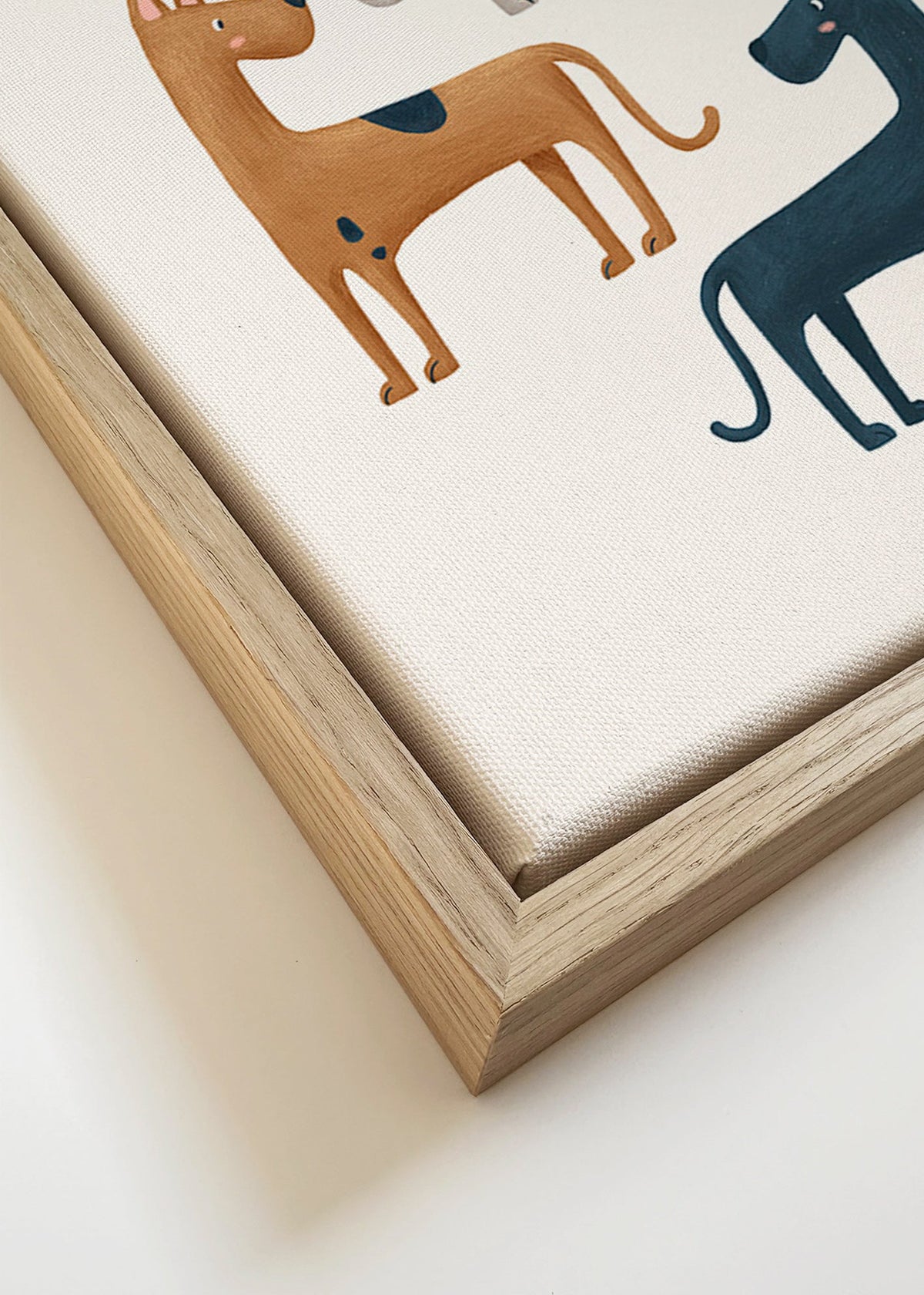 Quadro com três cães ilustrados