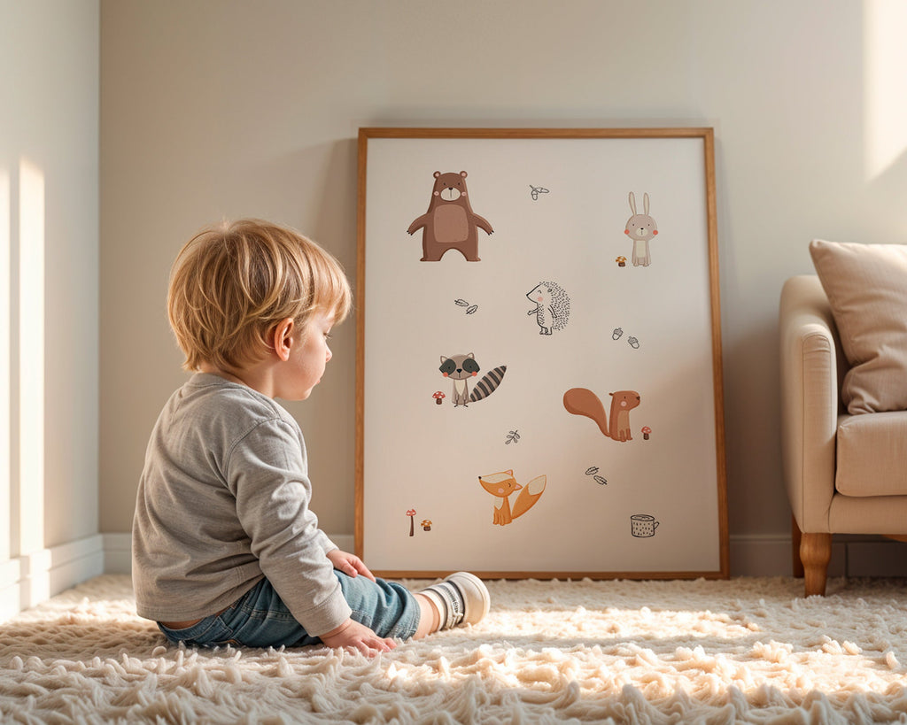 Lamina infantil: amigos da floresta em tons pastéis